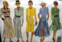 1147 VOGUE LONG STRAIGHT -FLARE BUTTON DRESS LENGTHS PATTERN 8-24 3 SZS CHOICE UNCUT